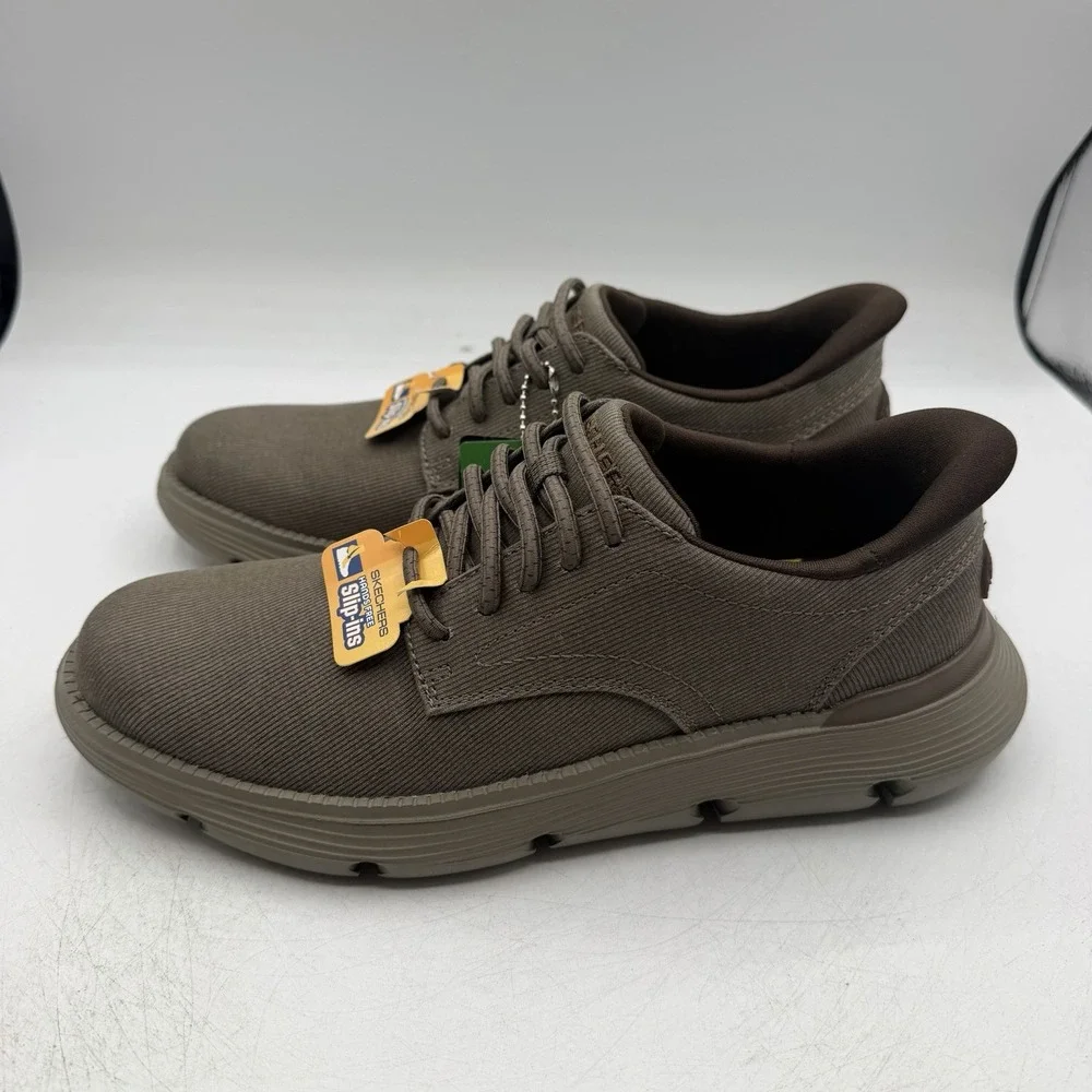 Skechers Garza Clive Shoes Mens 7 Dark Taupe Slip Ins Sneakers Hands Free 205352